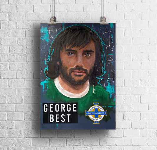 ORIGINAL GEORGE BEST NORTHERN IRELAND ART PRINT