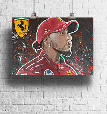 LEWIS HAMILTON FERRARI PRINT