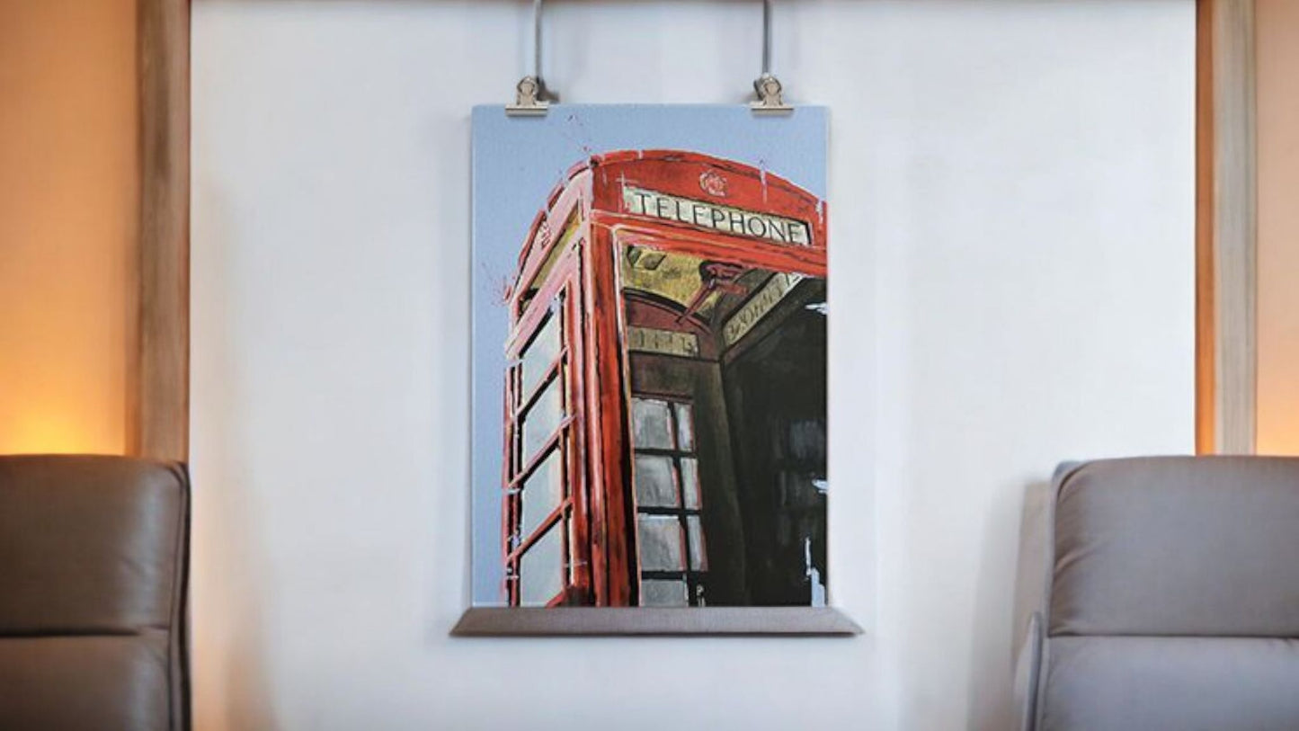 RED BRITISH TELEPHONE BOX ART PRINT